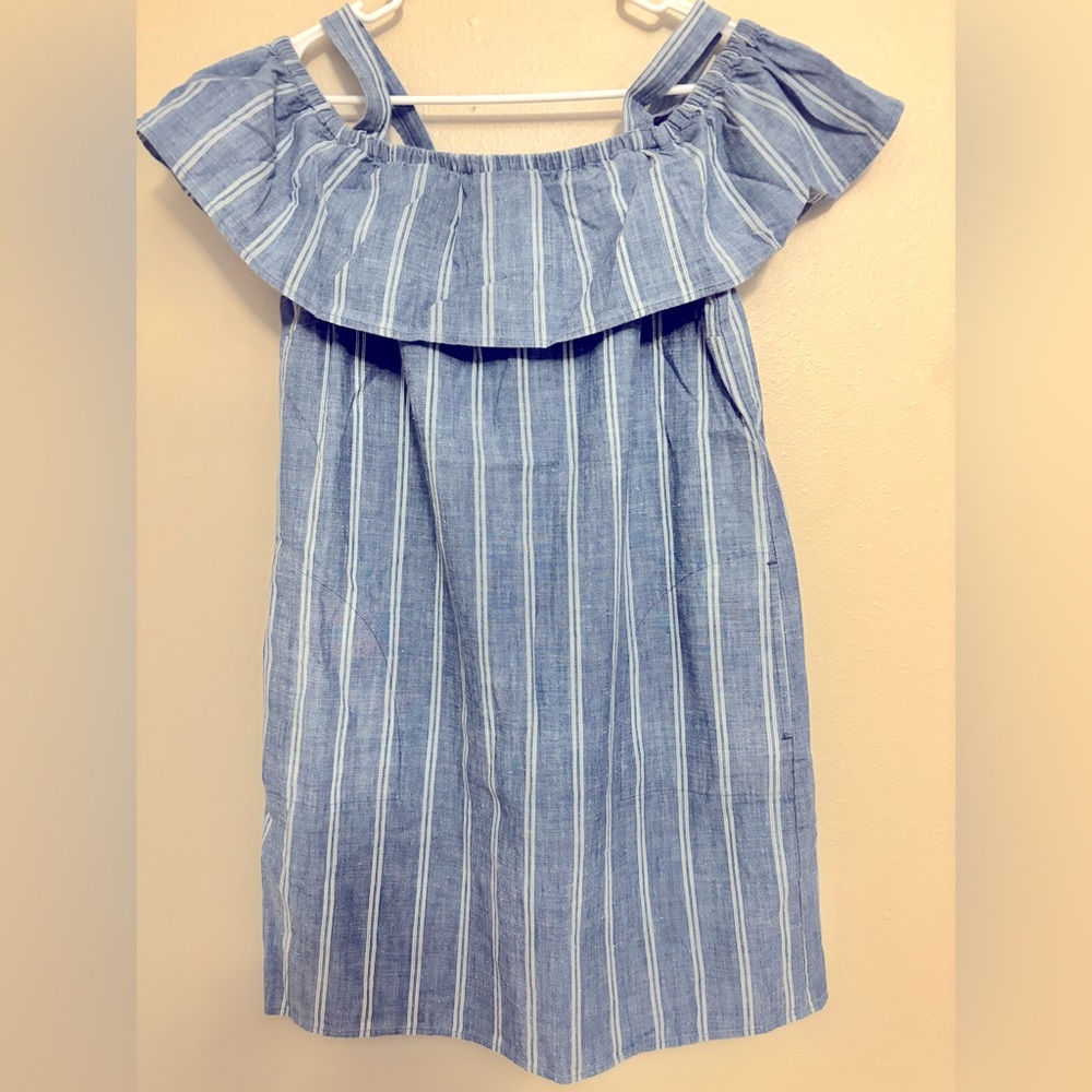 Chic J Crew striped denim/chambray dress